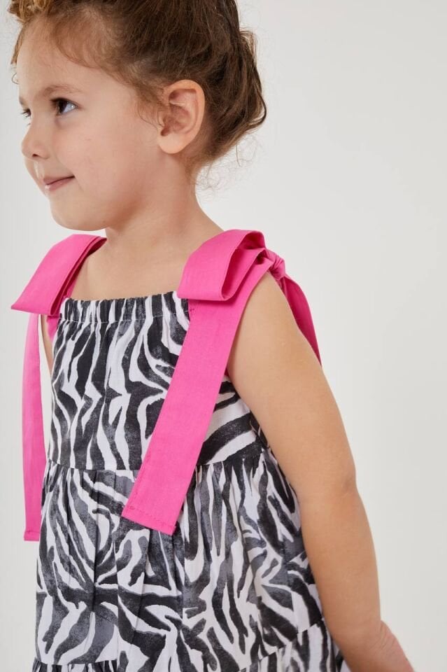 Zebra Desenli Kız Çocuk Elbise