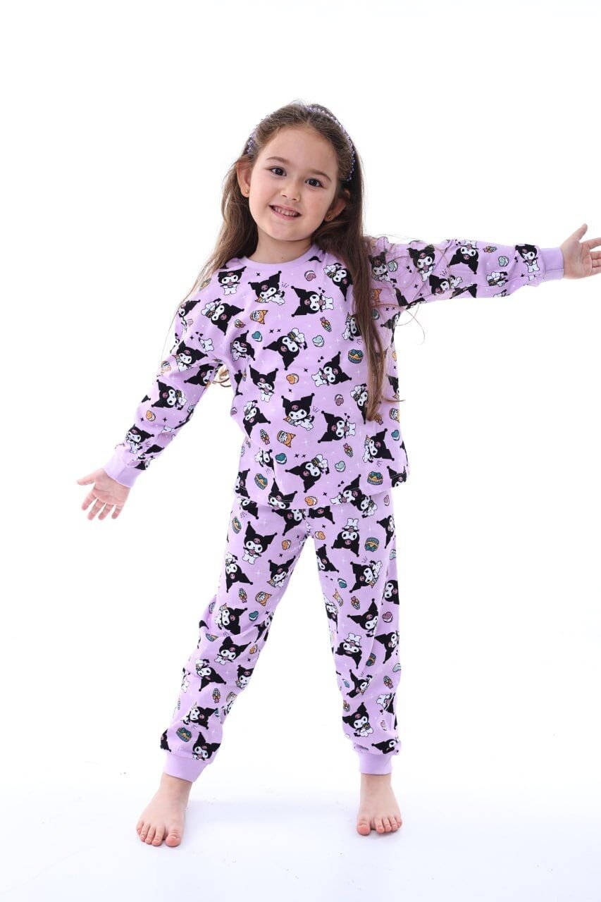 Kromi Desenli Kız Çocuk Pijama Takımı