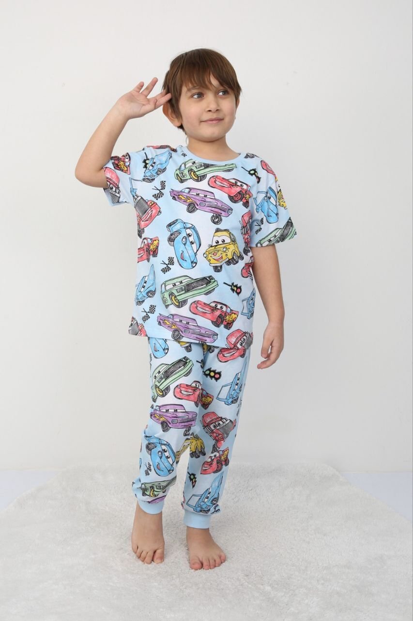Arabalar Desenli Erkek Çocuk Pijama Takımı