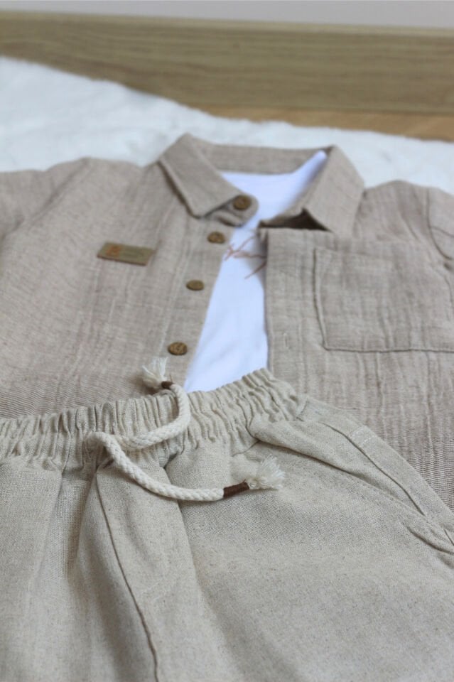 Üç Parça Keten Takım