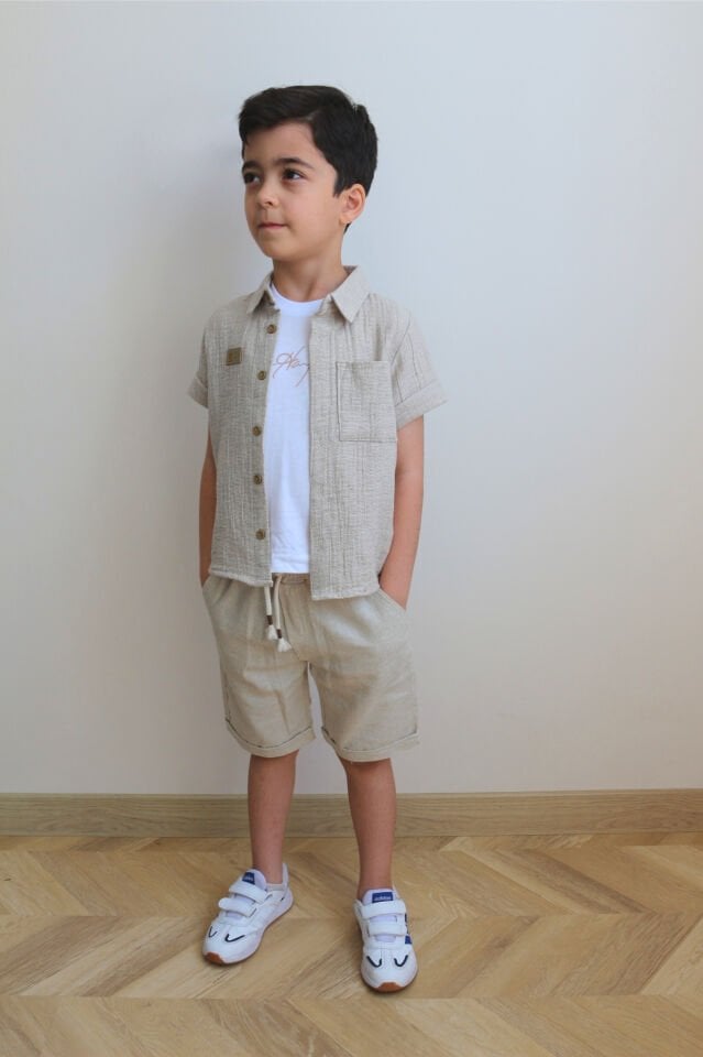 Üç Parça Keten Takım