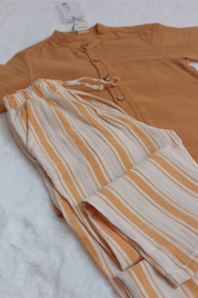 Sarı Müslin Gömlek Pantolon Takım