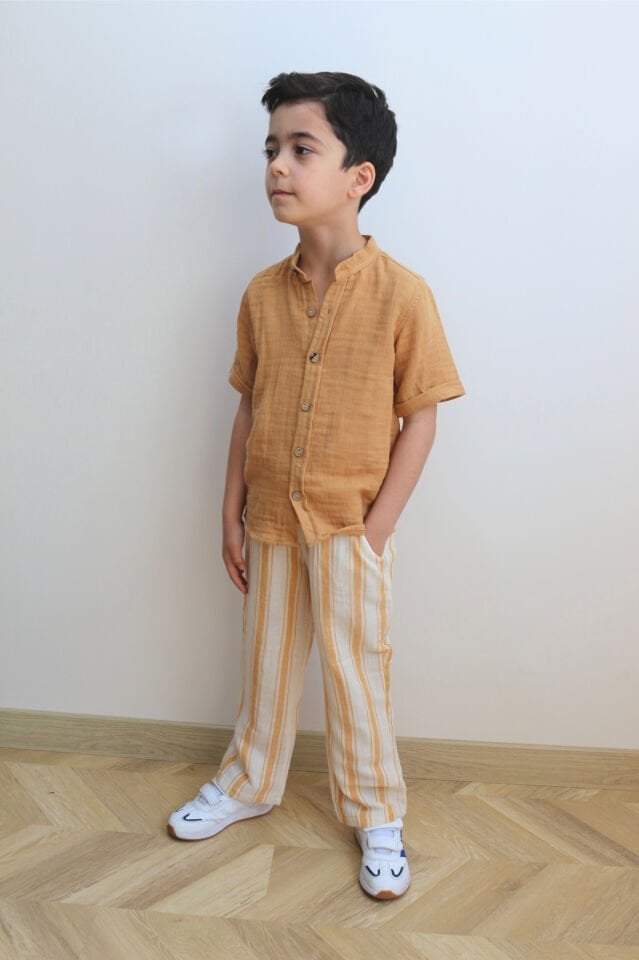 Sarı Müslin Gömlek Pantolon Takım