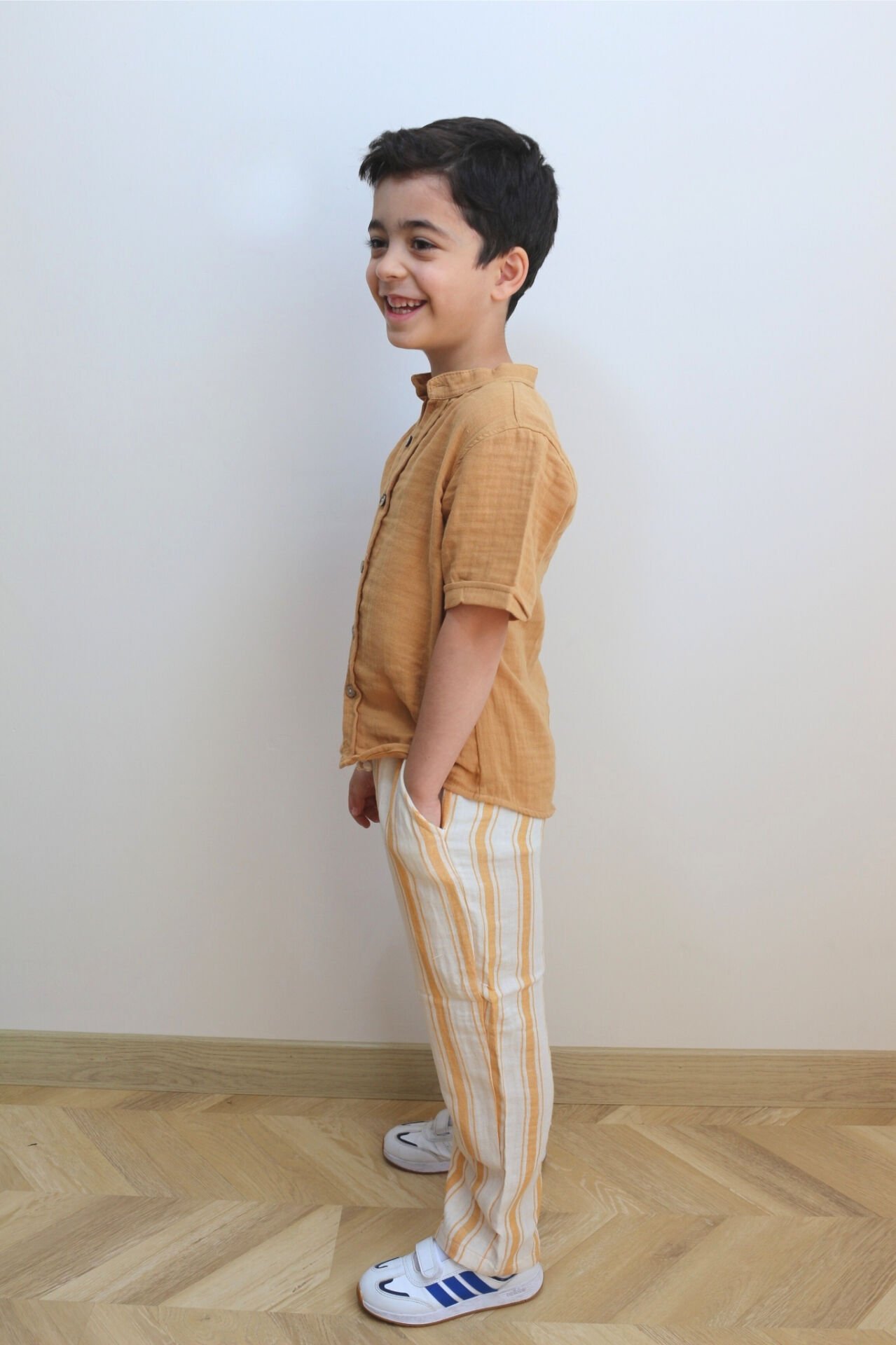 Sarı Müslin Gömlek Pantolon Takım