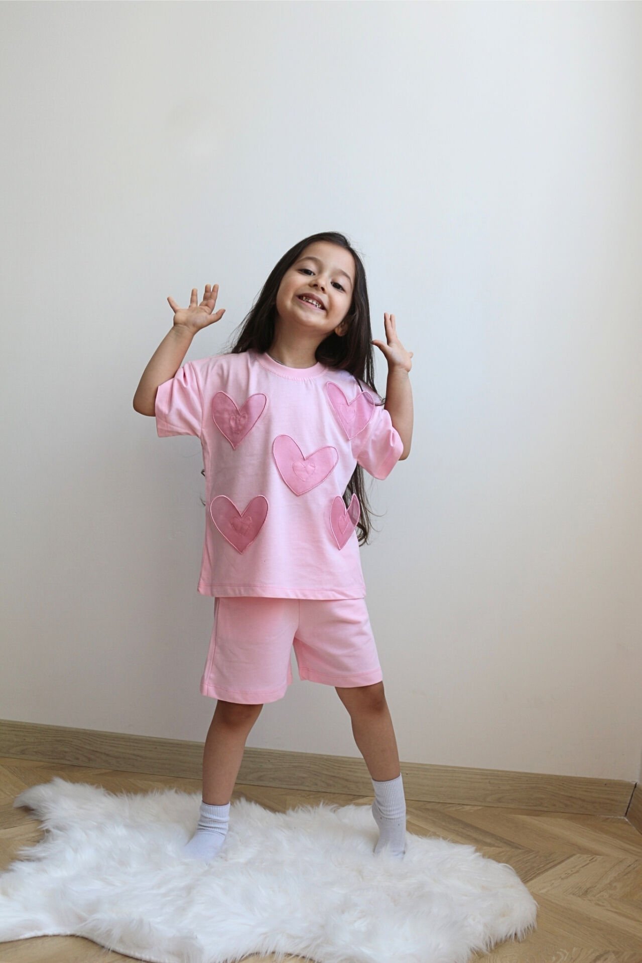 Pembe Kalpli Oversize Kız Çocuk Takım