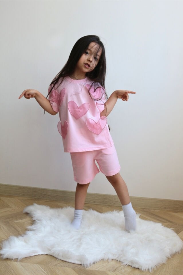 Pembe Kalpli Oversize Kız Çocuk Takım