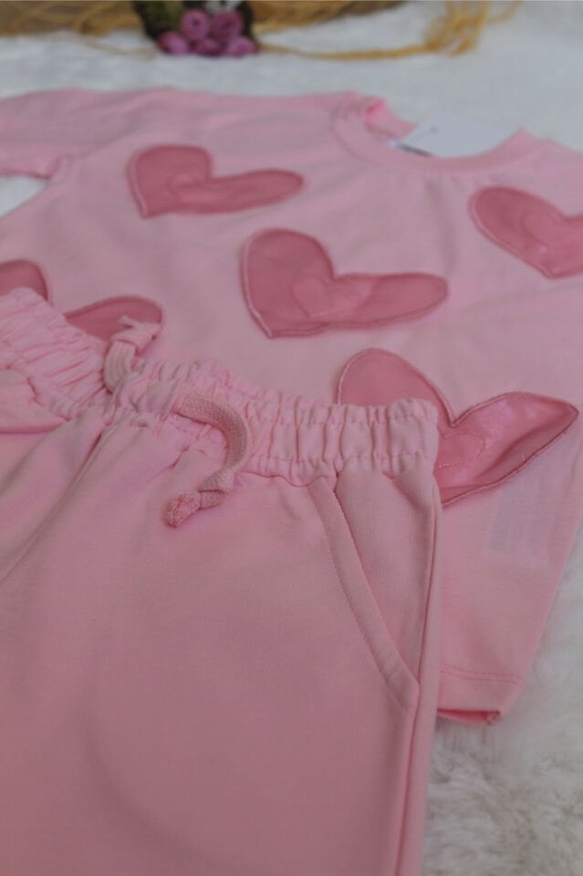 Pembe Kalpli Oversize Kız Çocuk Takım