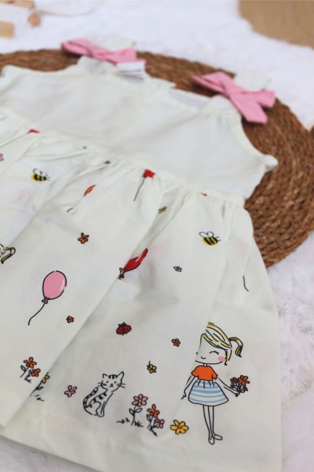 Yaz Temalı Kız Çocuk Elbise