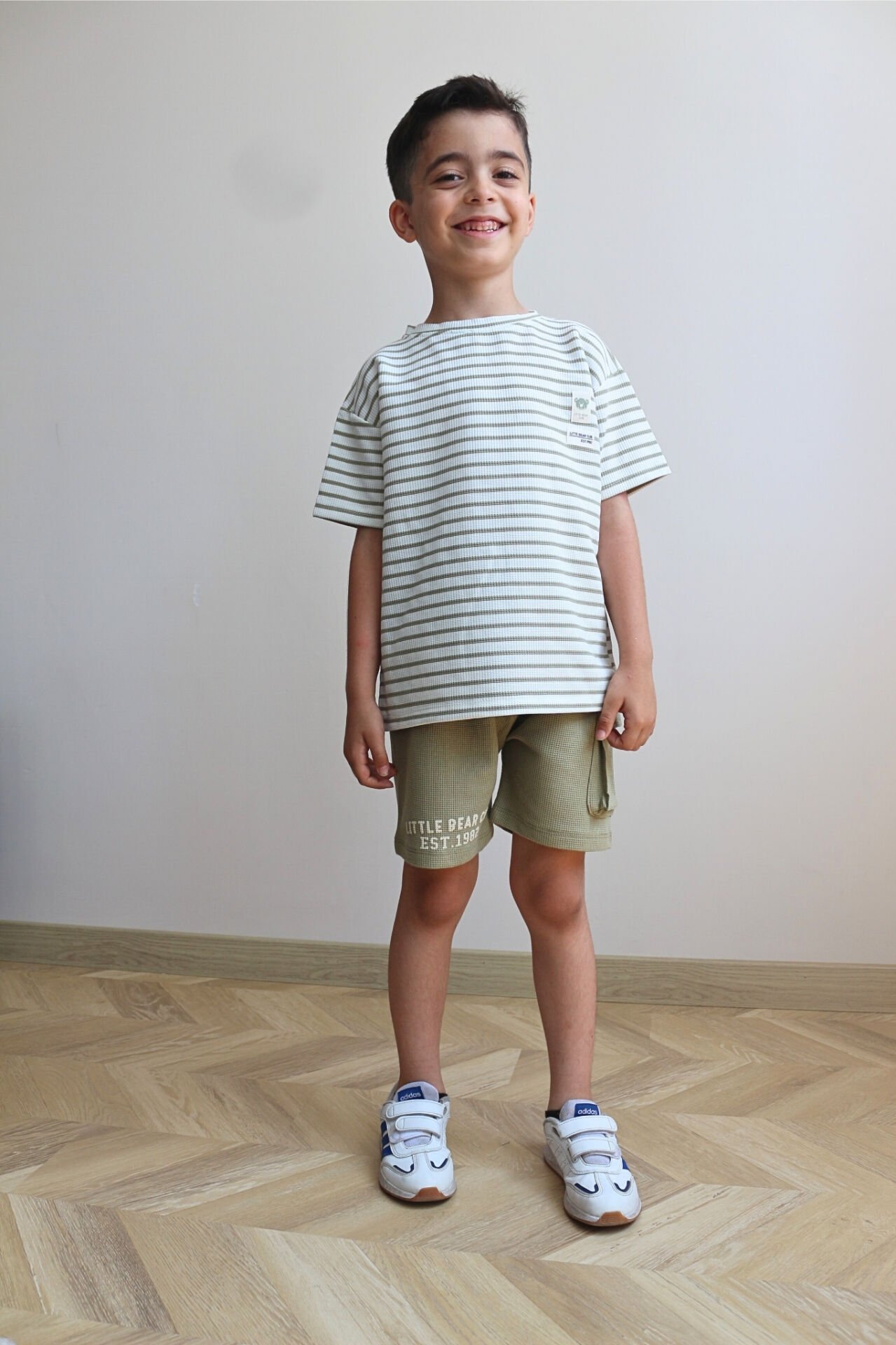 Erkek Çocuk Waffle Çizgili Takım