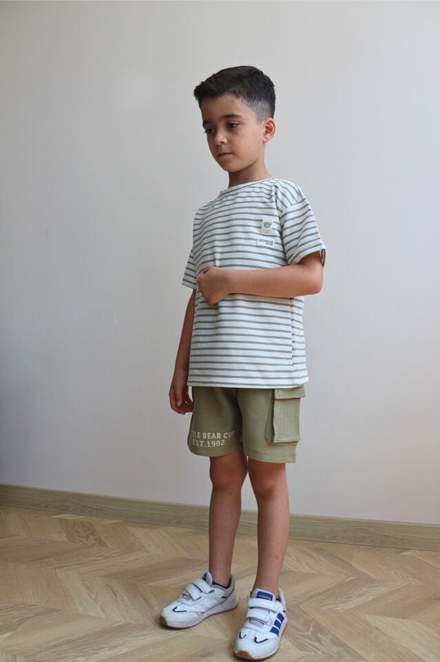 Erkek Çocuk Waffle Çizgili Takım