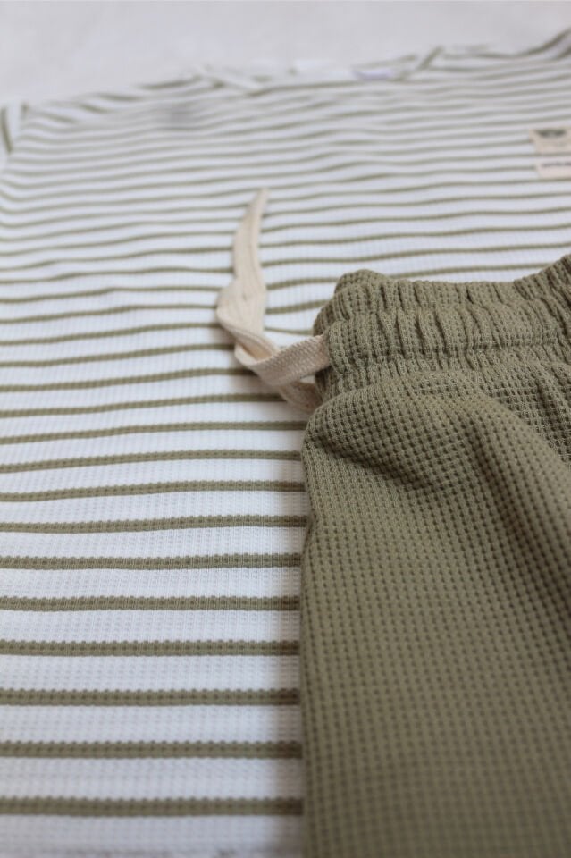 Erkek Çocuk Waffle Çizgili Takım