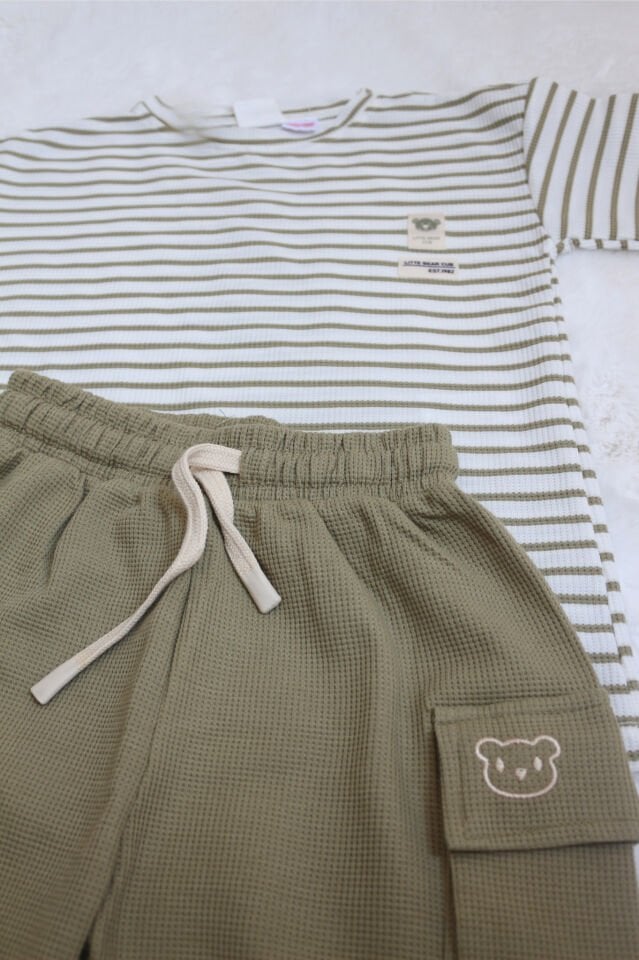 Erkek Çocuk Waffle Çizgili Takım