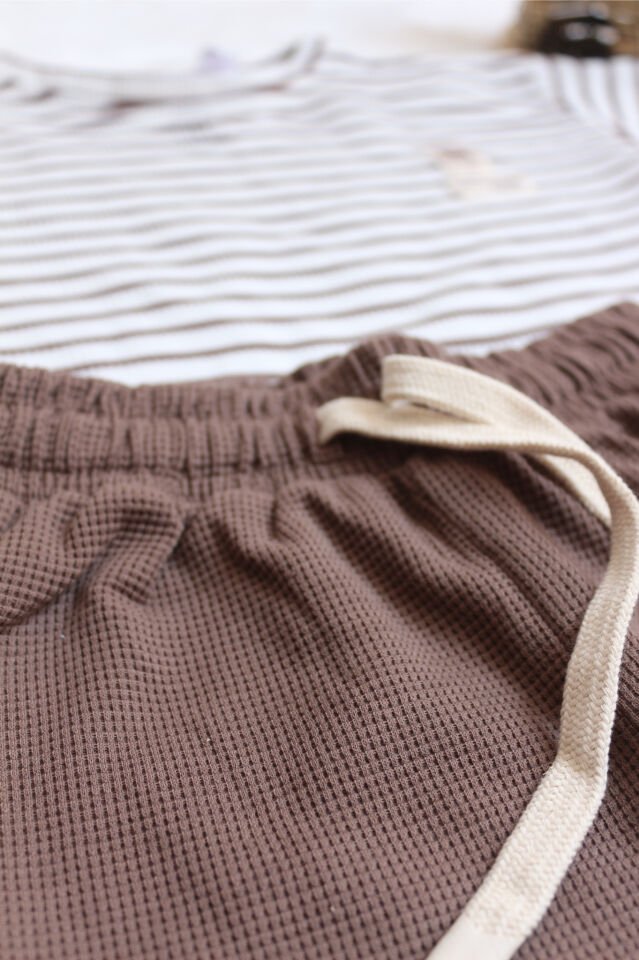 Erkek Çocuk Waffle Çizgili Takım