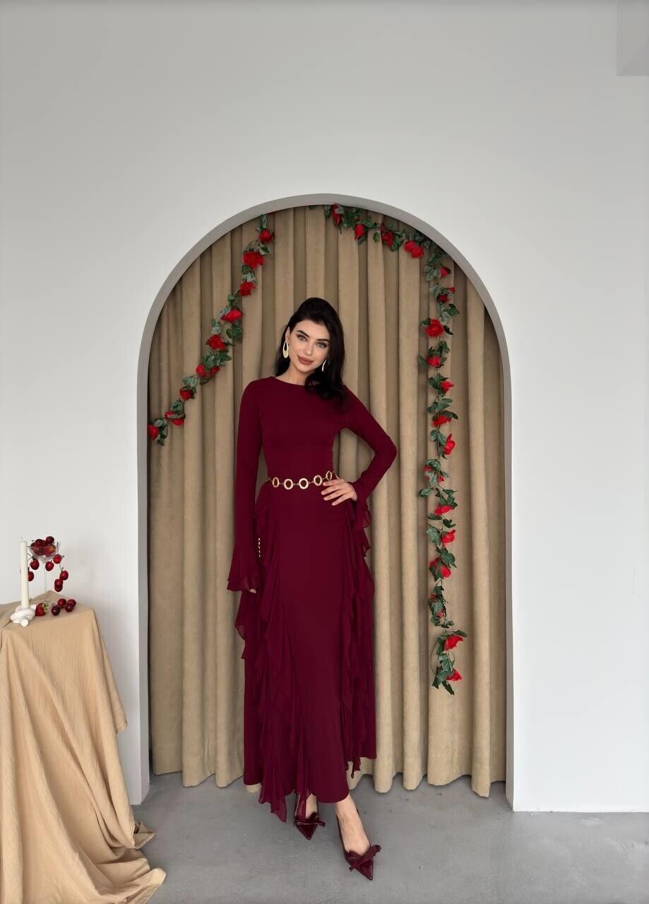 Rel Fırfır Detay Elbise