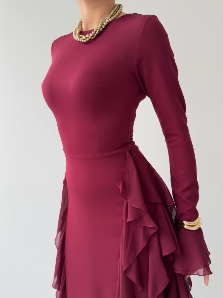 Rel Fırfır Detay Elbise